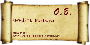 Offák Barbara névjegykártya